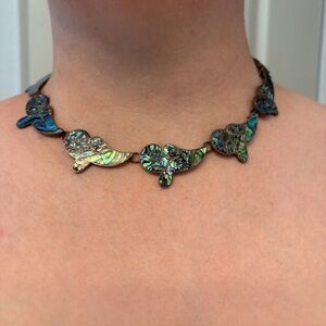 Taxco abalone shell sterling necklace, 16 inches